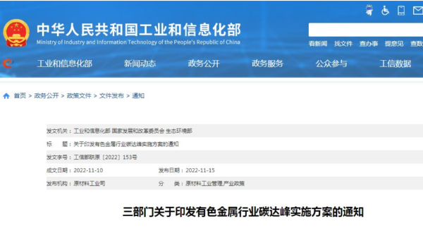 如何确保2030年前有色金属行业实现碳达峰？三部门：将加强激励约束和金融支