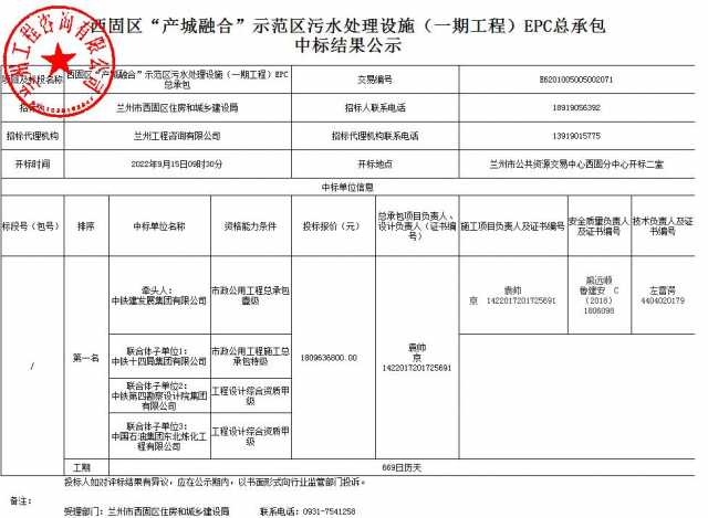 18.09亿元!中铁建发展集团联合体中标兰州“产城融合”示范区污水处理EPC项目 18.09亿元!中铁建发展集团联合体中标兰州“产城融合”示范区污水处理EPC项目